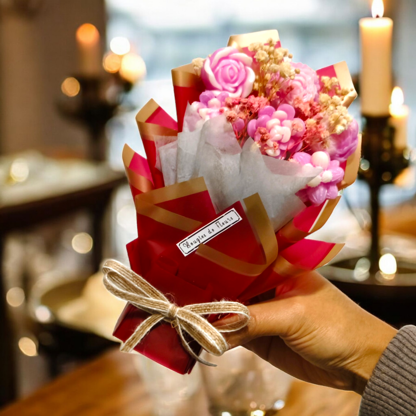 Mini Candle Flower Bouquet – Handmade Scented Gift