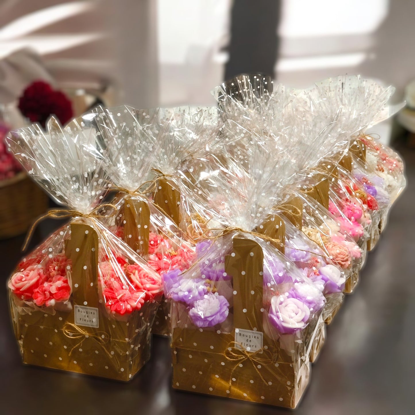Artisan Flower Candle Bouquet Basket–Scented Collection